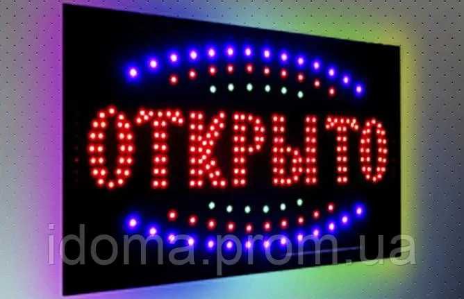 Светодиодная вывеска «Открыто» 550 х 330 мм. Новая