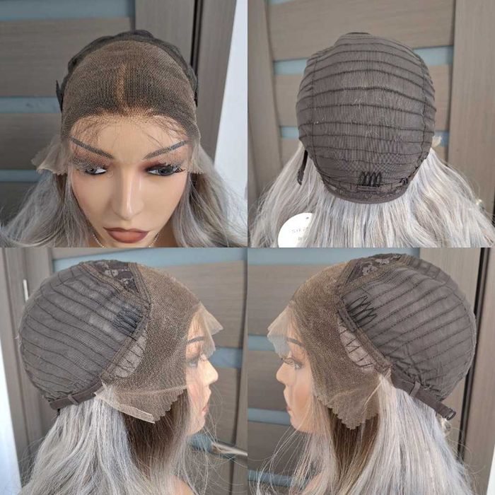 Peruka z koronką w platynowym blond ombre