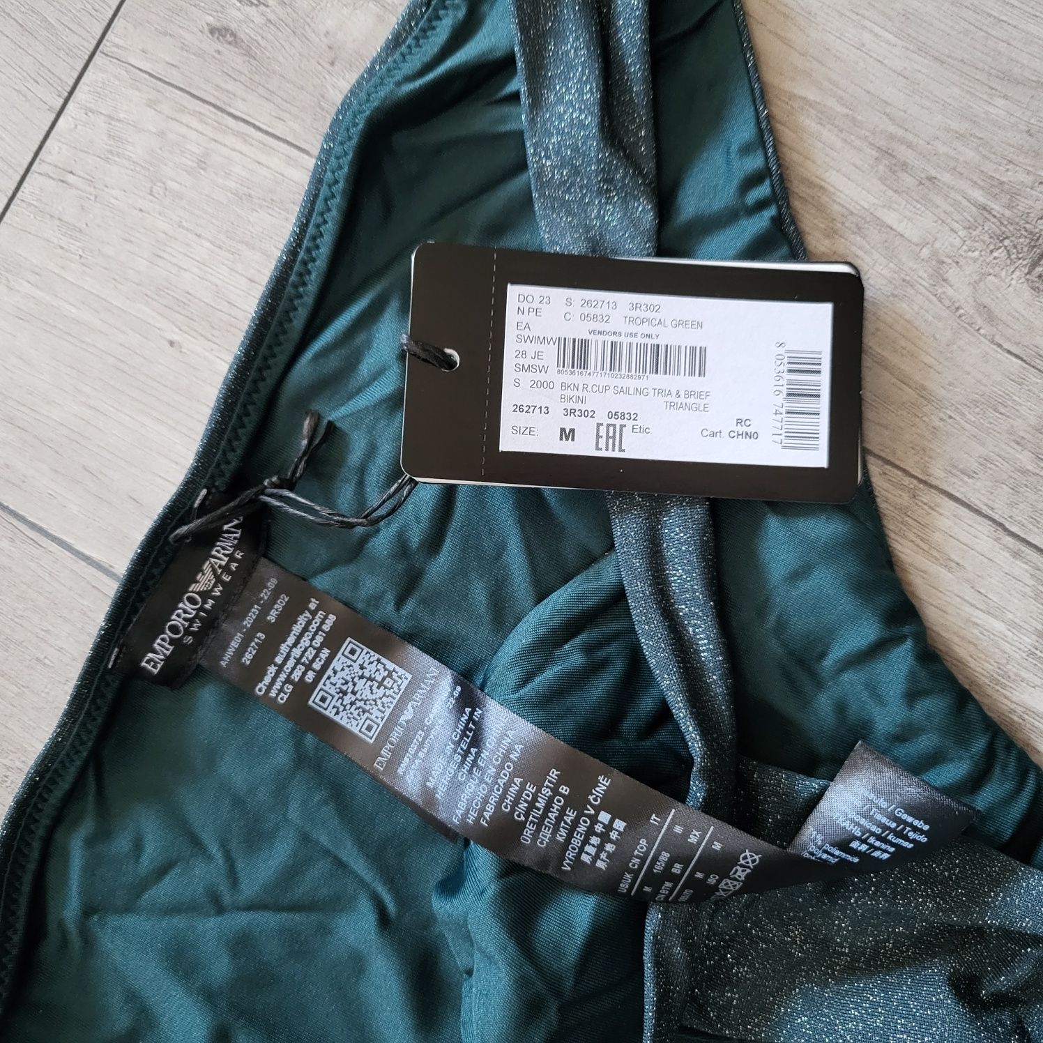 Kostium kąpielowy dwuczęściowy Emporio Armani 38M butelkowa zieleń