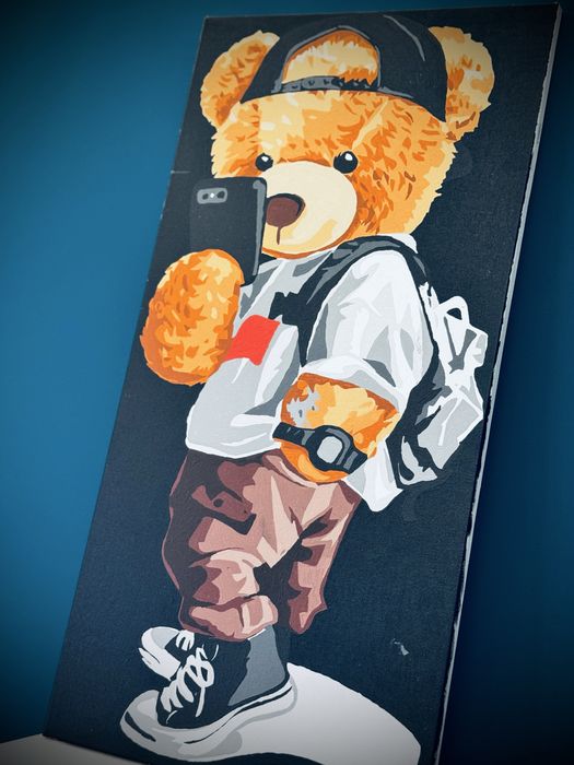 Картина ручной работы — медвежонок в стиле street-art