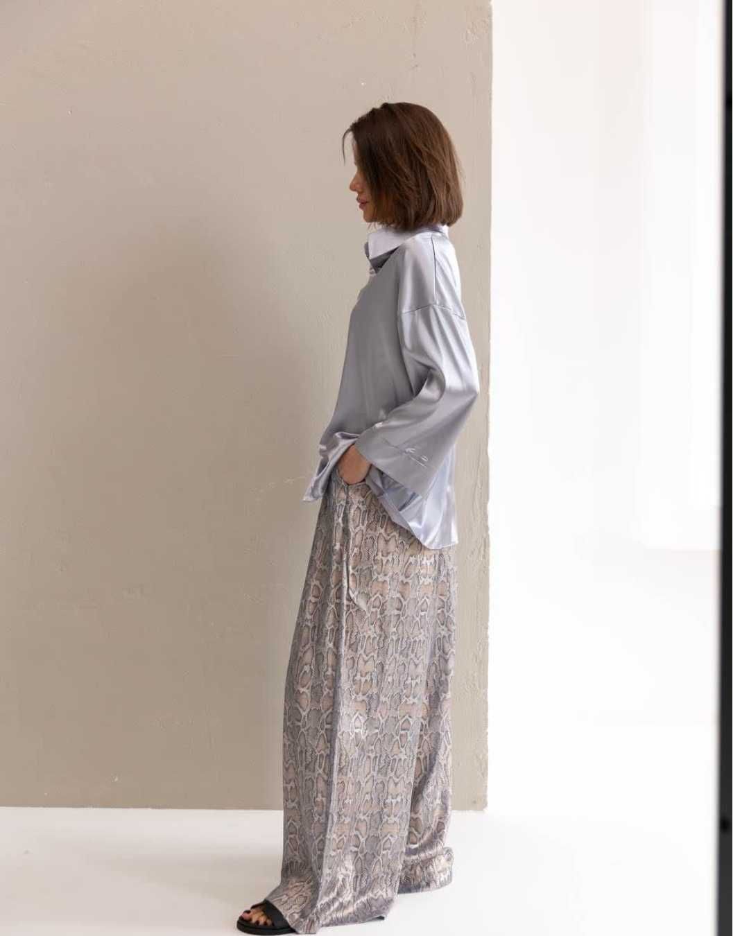 Жіночий костюм oversize шовк віскоза сорочка брюки