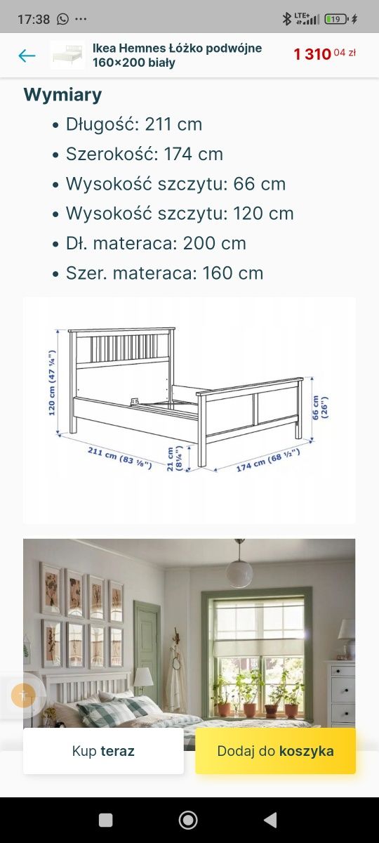 Łóżko podwójne ,Ikea Hemnes