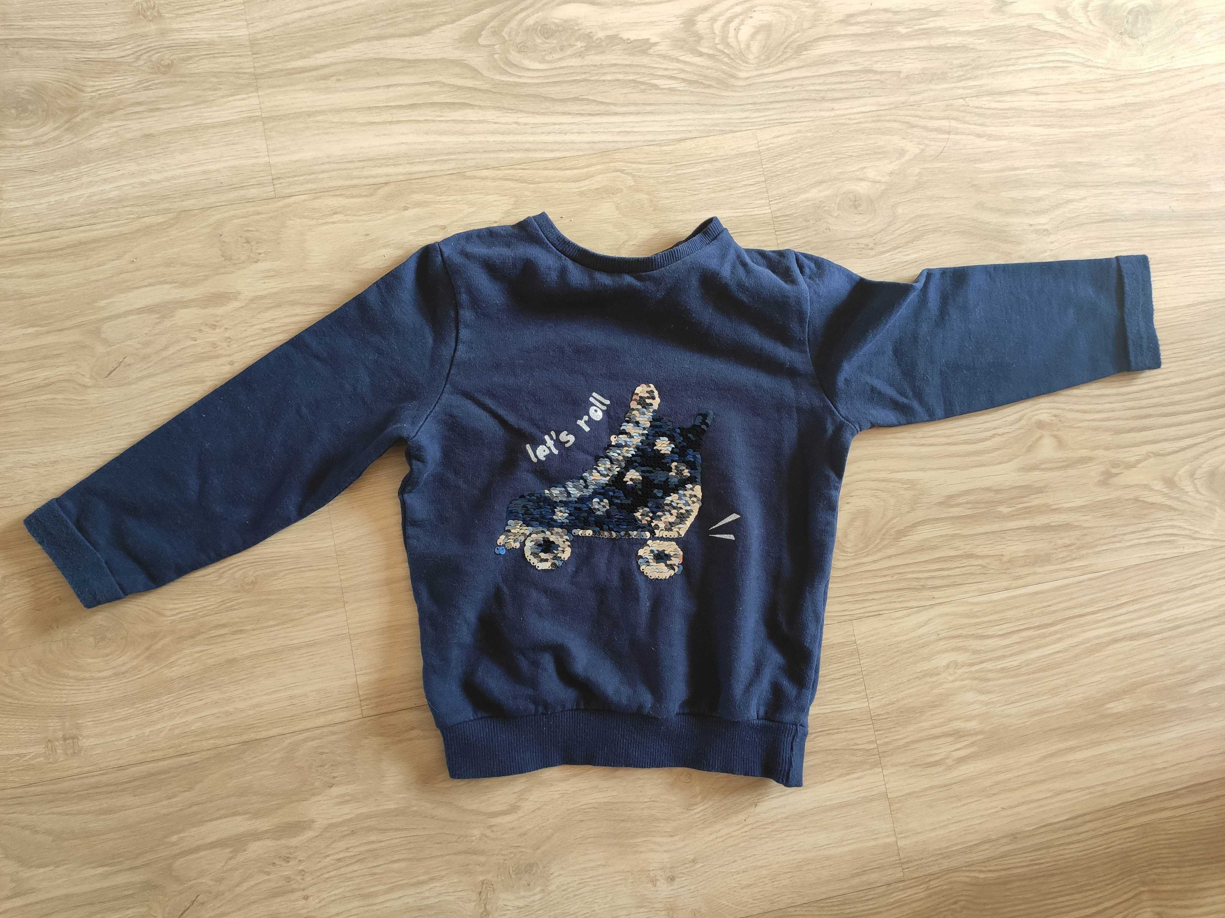 Ciepła bluza wrotki z cekinów 104-110 bawełna