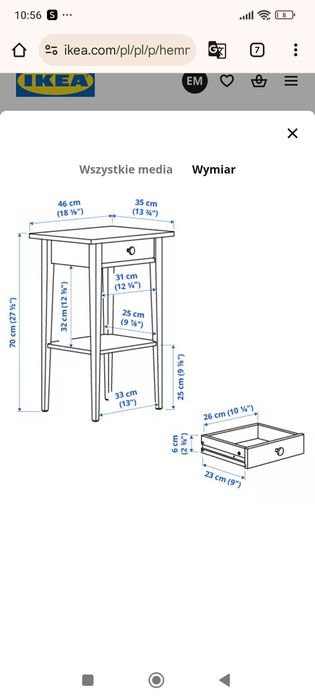2 Stoliki nocne Hemnes Ikea