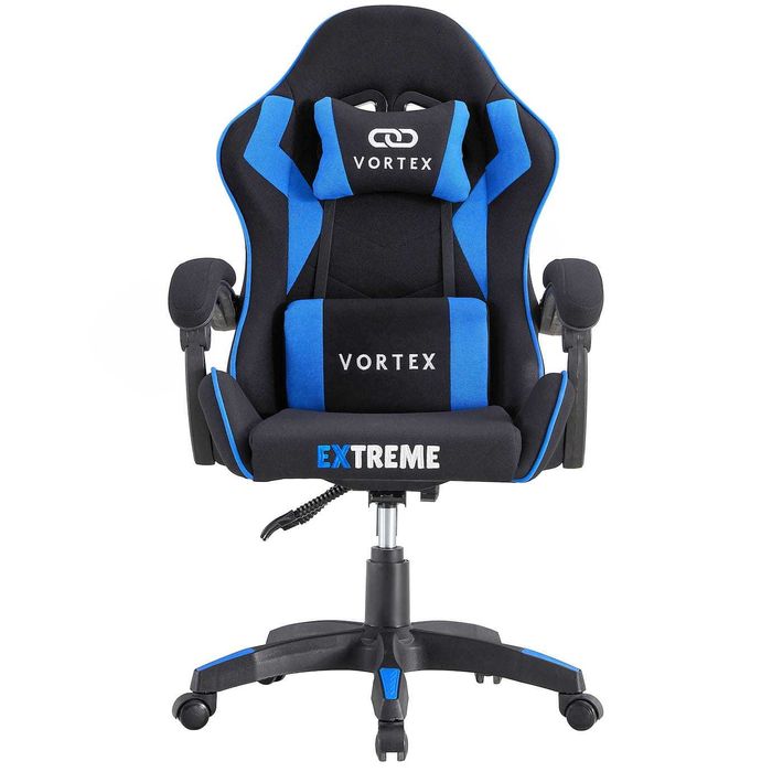 Fotel Gamingowy Vortex Black/Blue - Tkanina, Ciche kauczukowe kółka