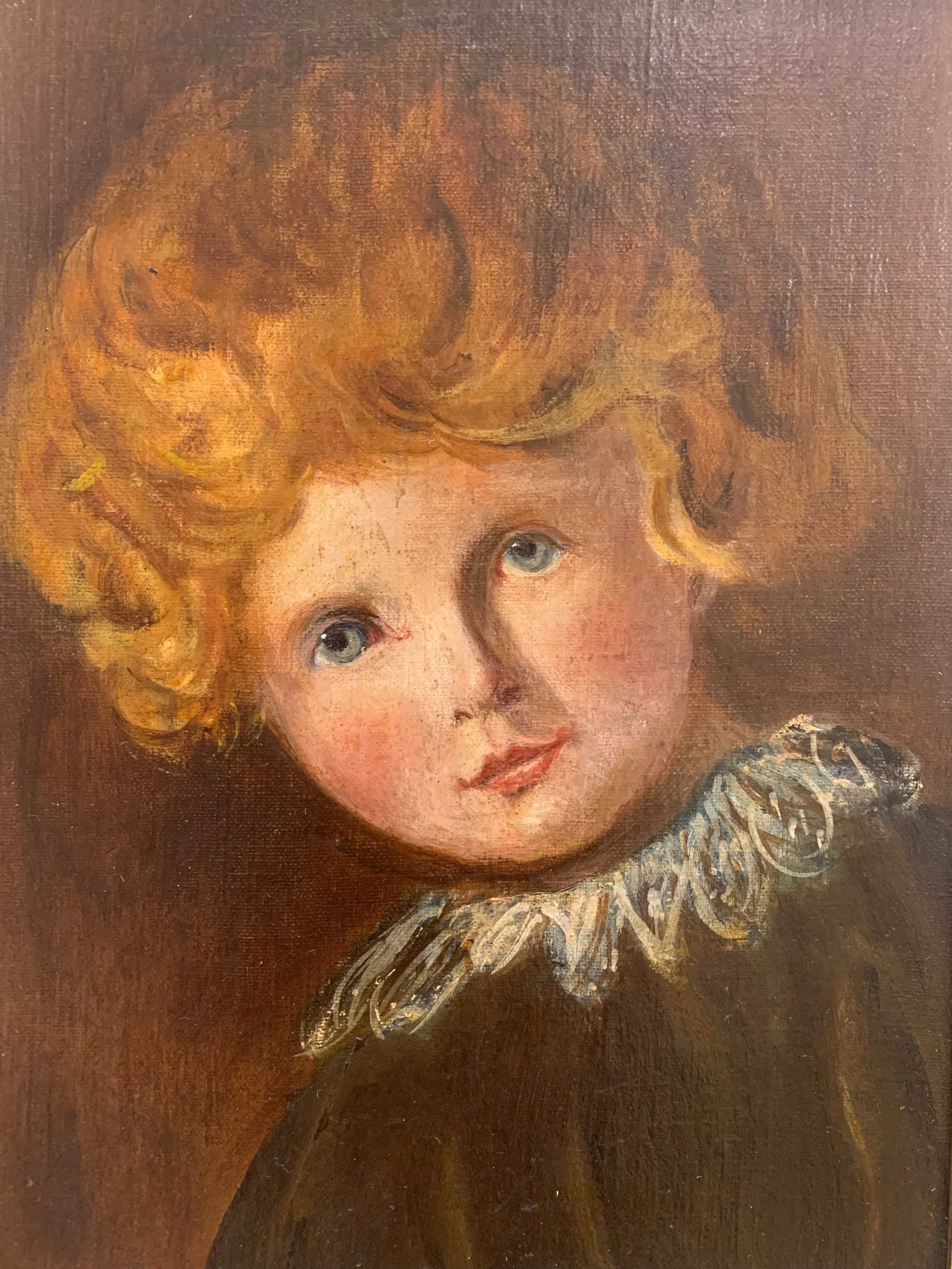 Картина "Старовинний портрет дитини",олія на фанері.Розм.з рам.36*47см