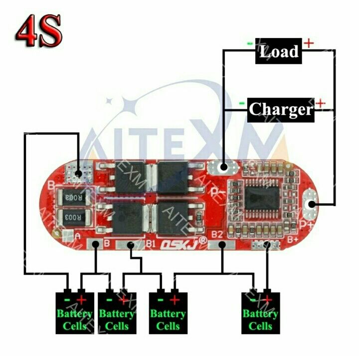 BMS 3S (12,6v) 4S (16,8v) 5S (21v) 25A плата контроллер для Li-ion АКБ