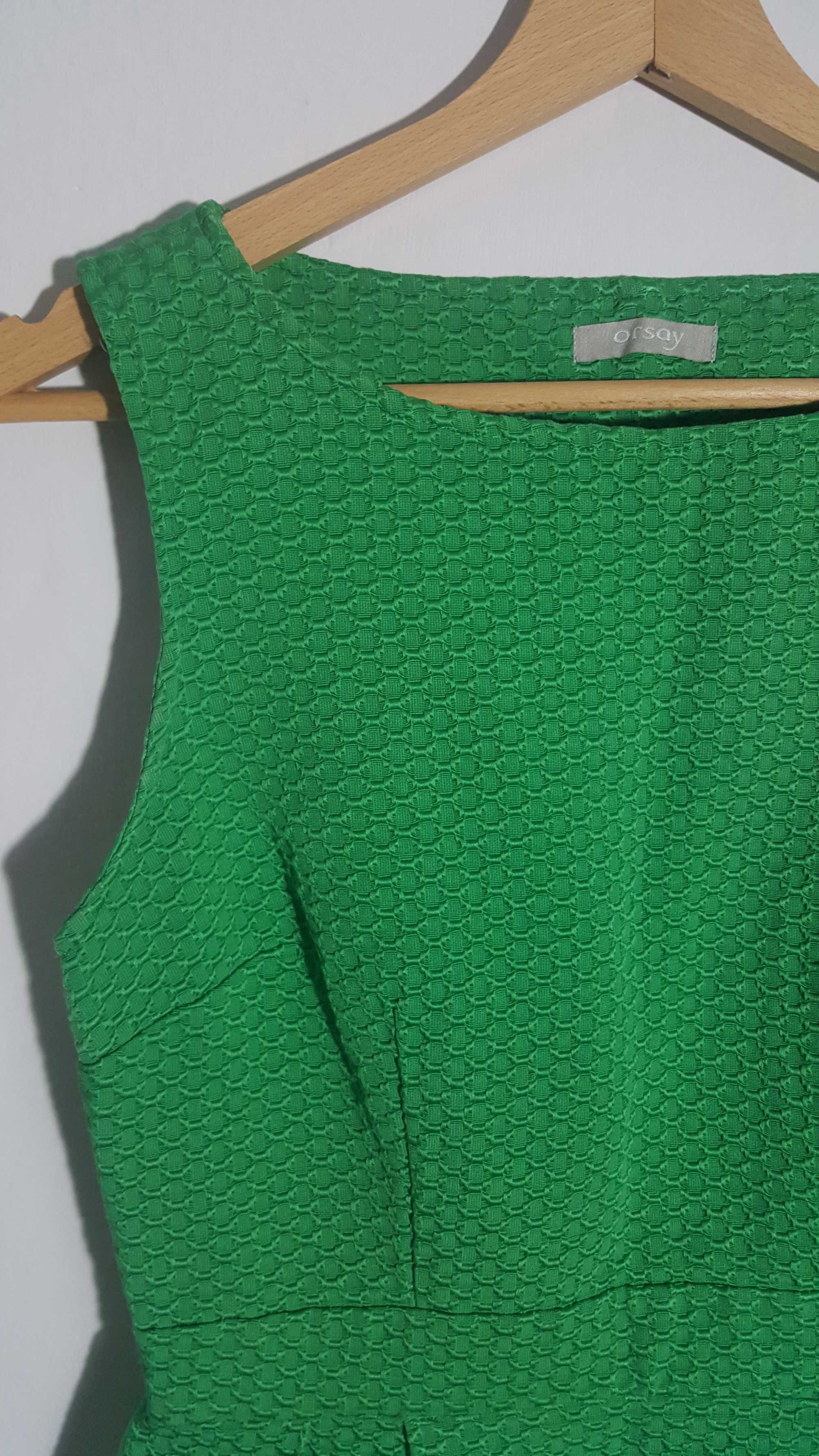 Orsay Zielona sukienka Ołówkowa Żakardowa Bawełna 34 XS