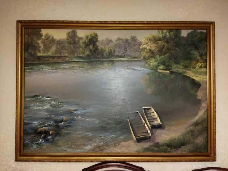Картина з рамою. Автор І.Тащук . Річковий пейзаж Великий розмір