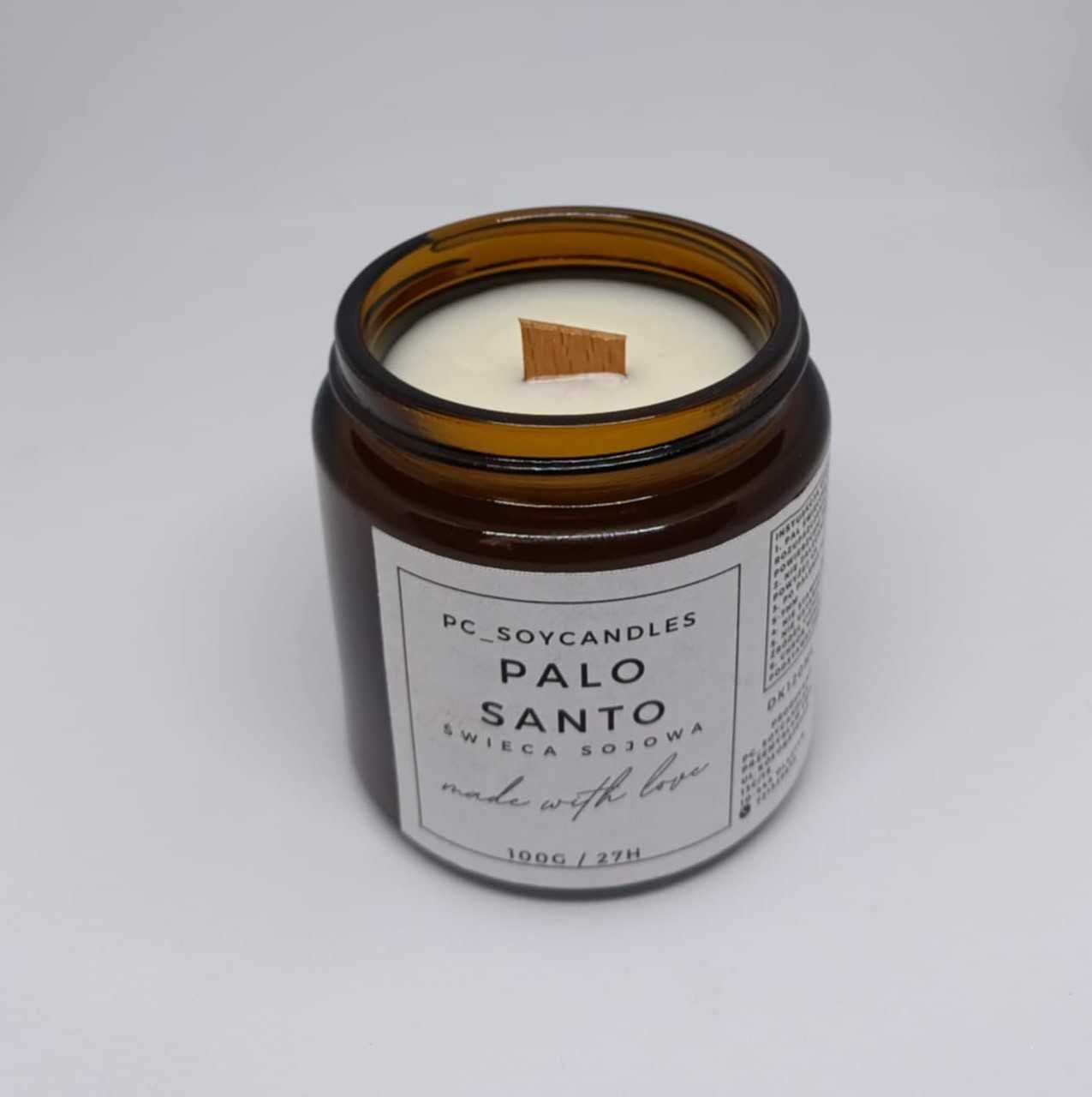Świeca Sojowa Zapachowa Palo Santo 120ml 27h Drewniany Knot