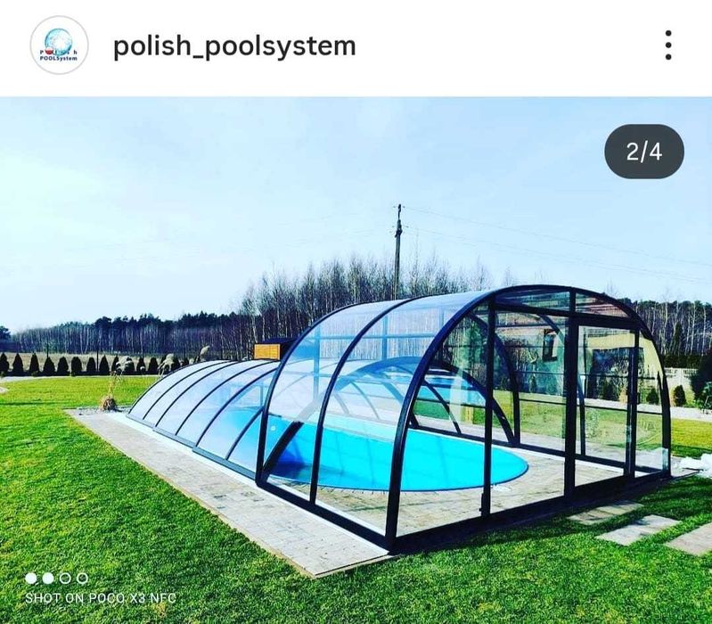 Powystawowe zadaszenie basenowe konstrukcja aluminiowa wysoka