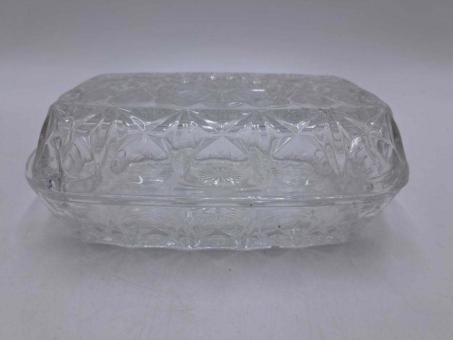 Maselniczka szklana kryształowa przezroczysta grawerowana