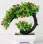 Sztuczne drzewko bonsai zielone z czerwonymi różami