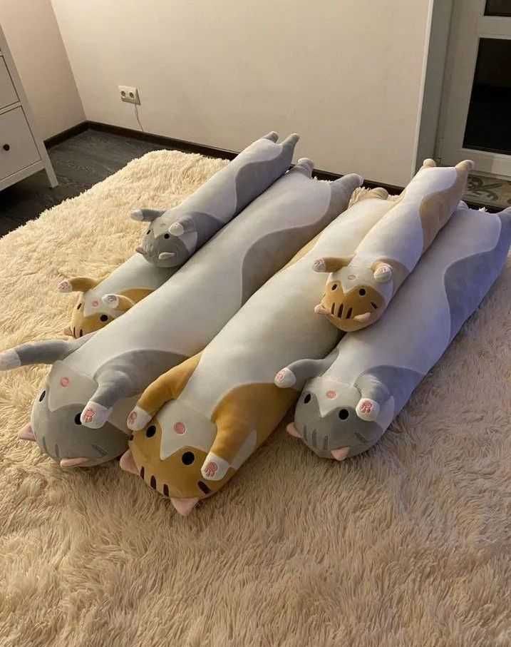Кот батон 70см Мягкая игрушка длинный кот подушка для сна Кот игрушка