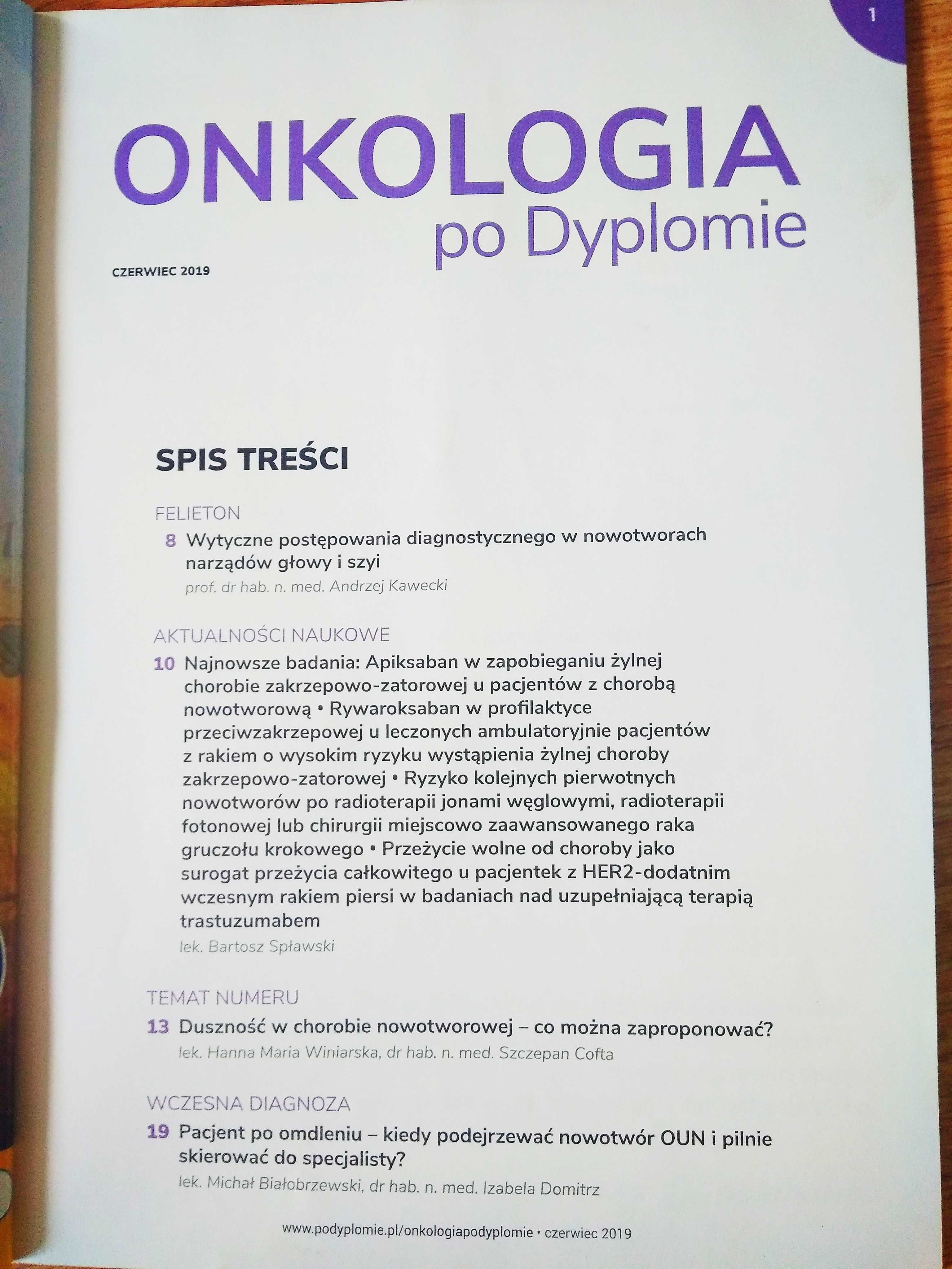 Onkologia po dyplomie nr 3 czerwiec 2019 magazyn Medical Tribune