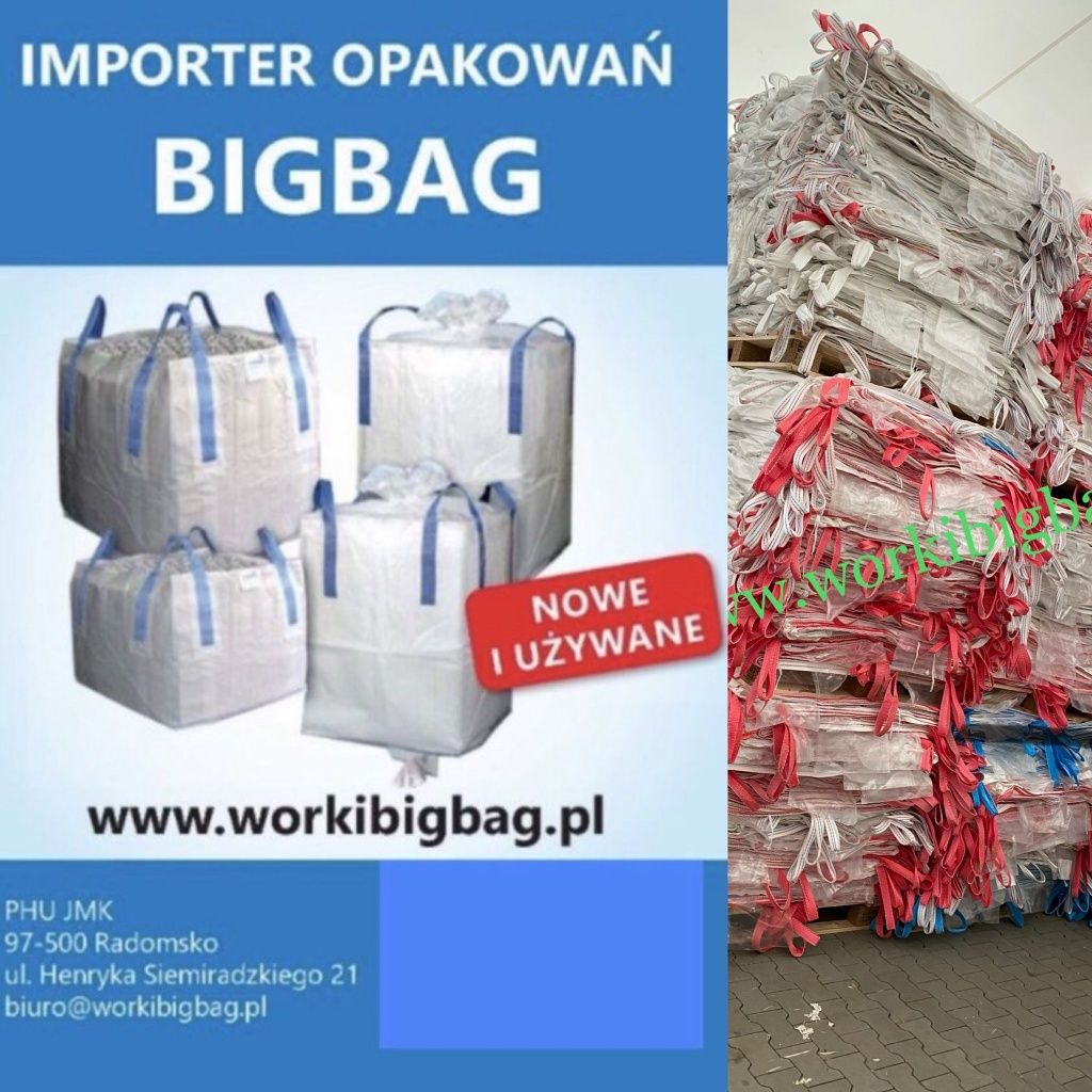 Big bag bagi begi używane 95x105x82 cm worki z uszami i lejem 500 kg