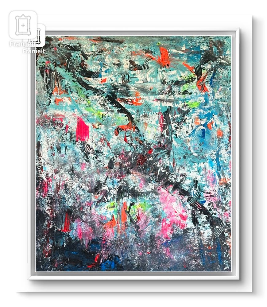 Obraz abstrakcja malowany na plotnie 100 x 80