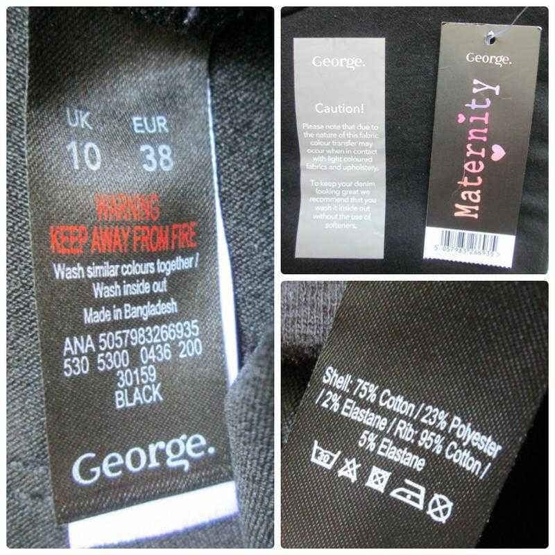Джинсы джеггинсы для беременных с трикотажной вставкой George.