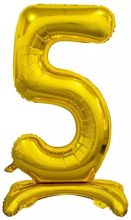 Balon foliowy stojący. Cyfra 5 (74 cm), złota. Godan. Nowy Produkt