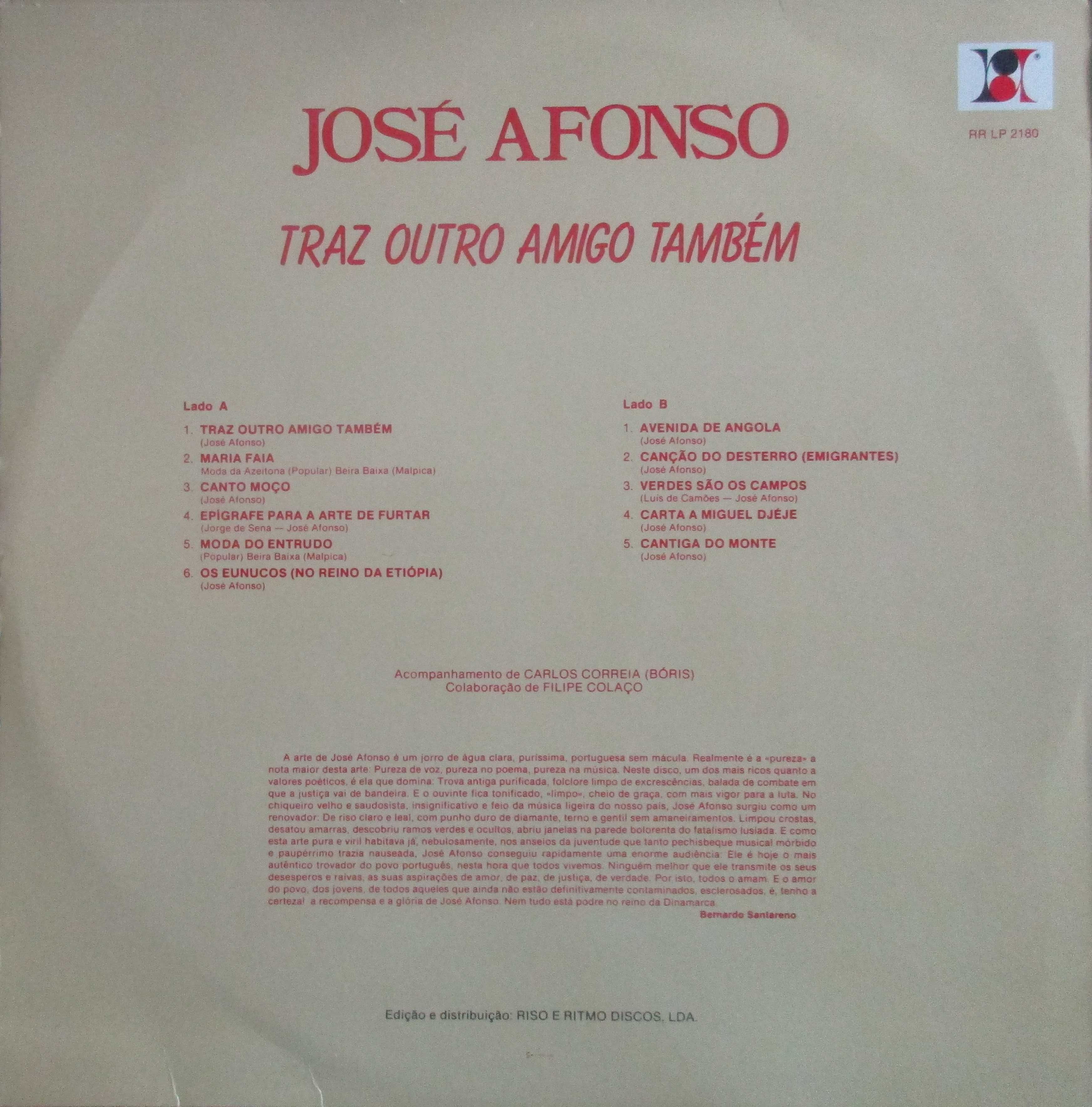 José Afonso	- - - - -		Traz Outro Amigo Também	- - - - -	LP