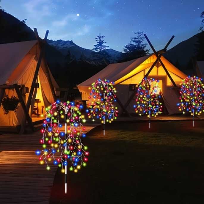 2x Lampa Ogrodowa Solarna LED Wodospad Druciki Drzewko Lampki Ogrodu