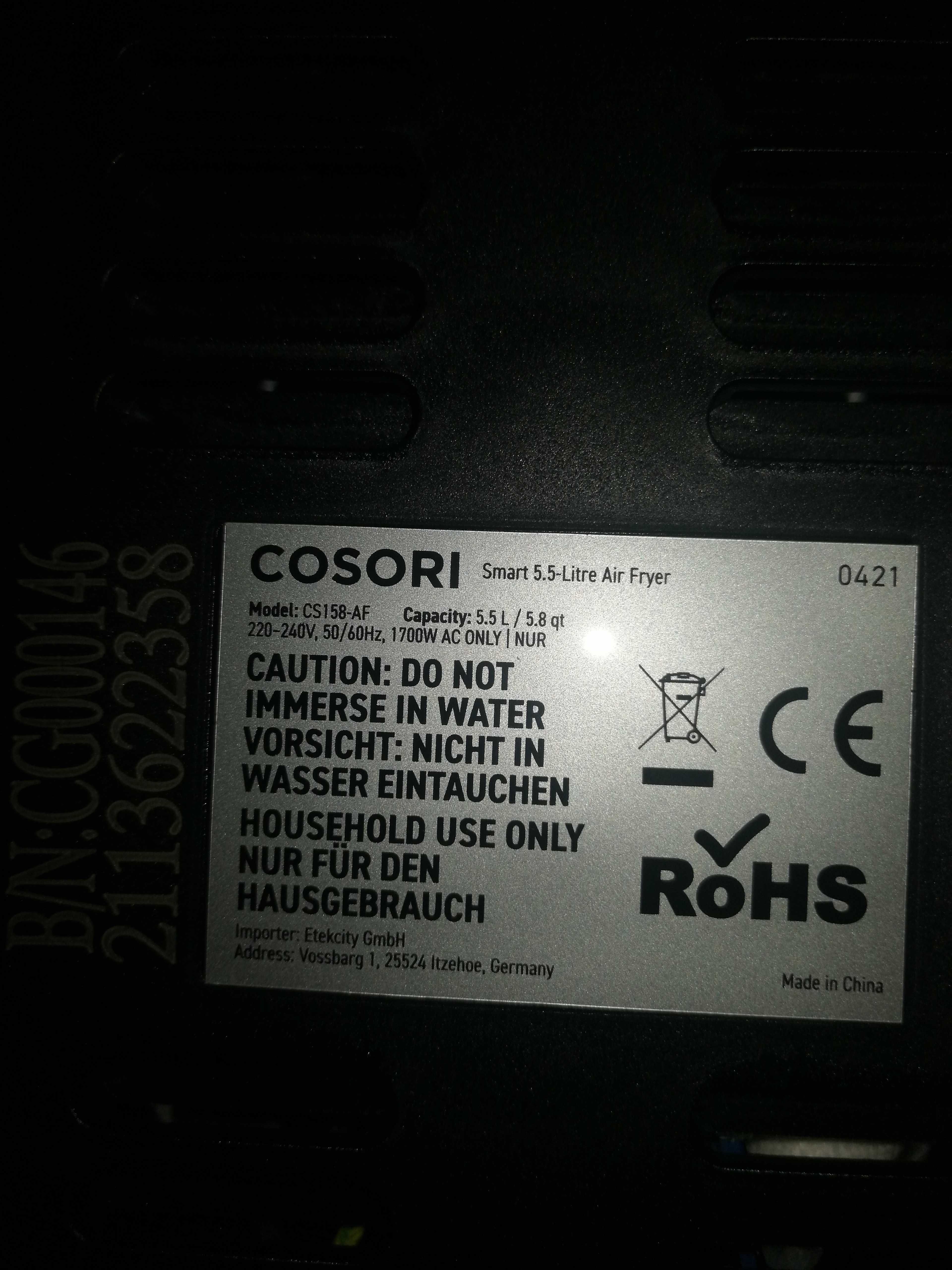 Frytkownica beztłuszczowa Cosori CS158-AF 1700 W 5,5 l