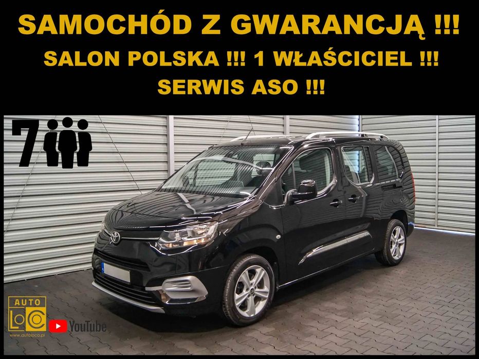 Toyota Proace City Verso DŁUGI L2 + 7 OSÓB + Salon POLSKA + Serwis TOYOTA + 1 Właściciel !!!