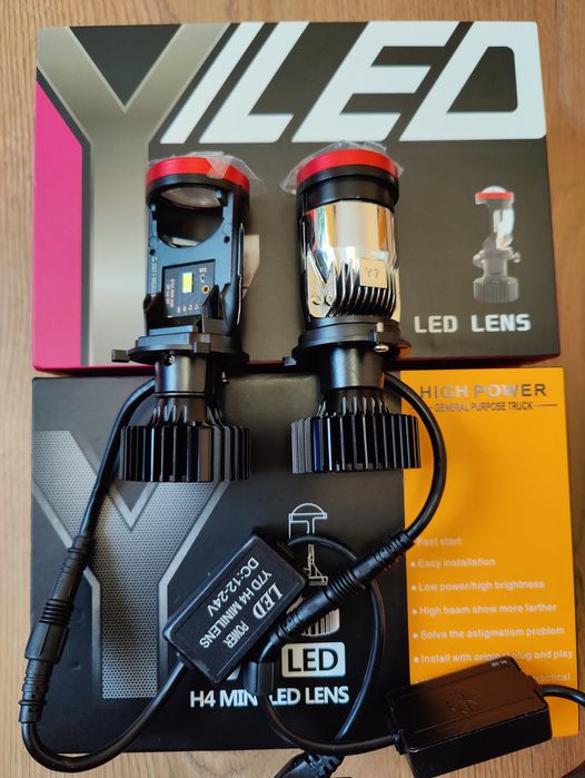 Светодиодные Мини Линзы Y7D H4 new Bi led 12-24в Цена за Комплект 2шт