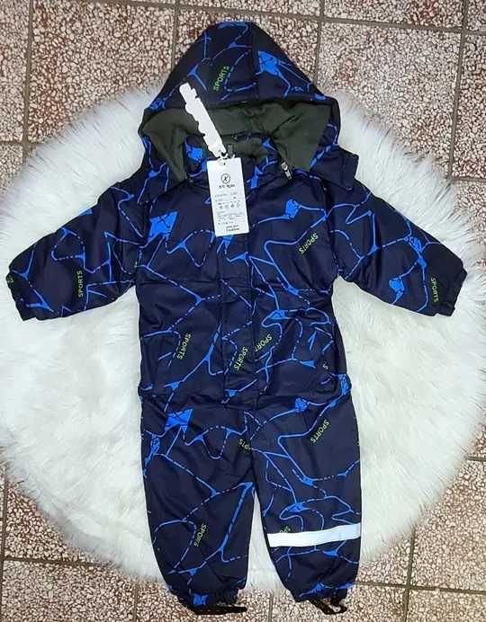 Kombinezon jednoczęściowy zimowy narciarski na sanki 128 linie niebies