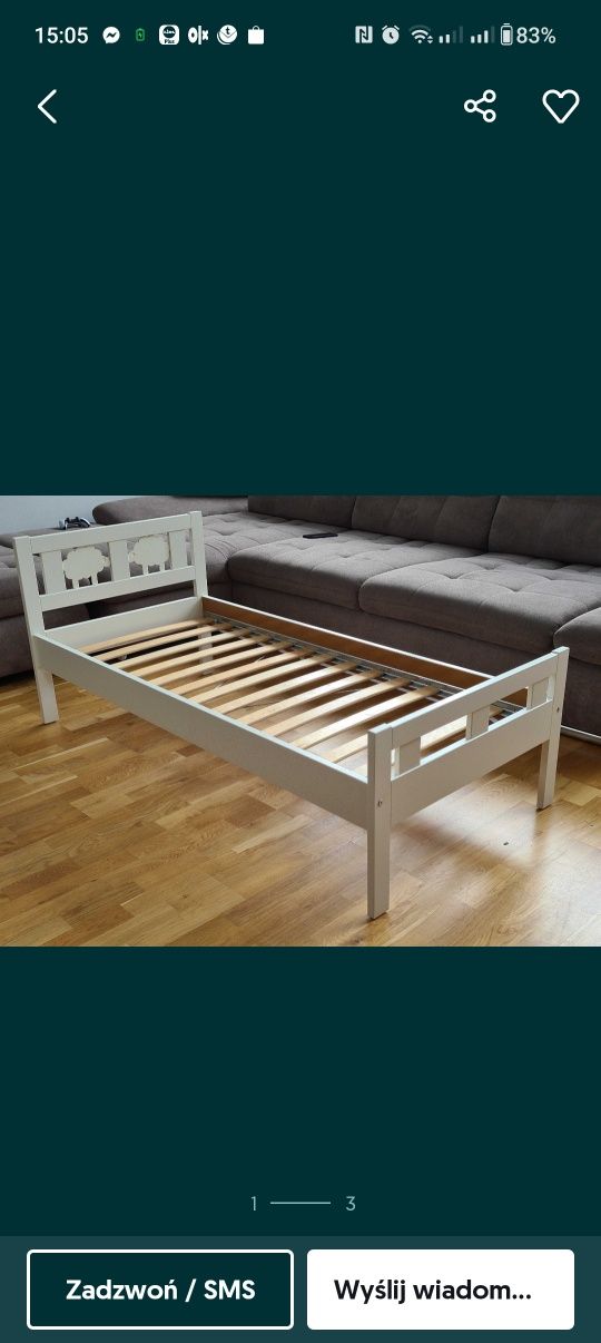 Ikea Kritter  70x160 łóżko z materacem.