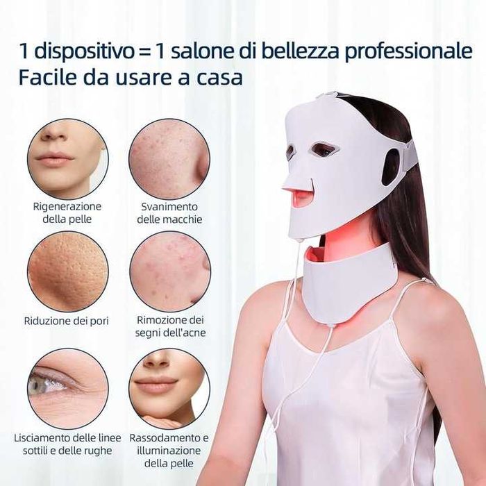 Led maska do terapii twarzy, miękki silikon, maska do twarzy i szyi