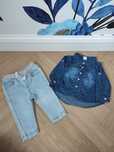 Spodnie jeans + koszula w serduszka Cool Club Smyk, rozmiar 62, nowe.