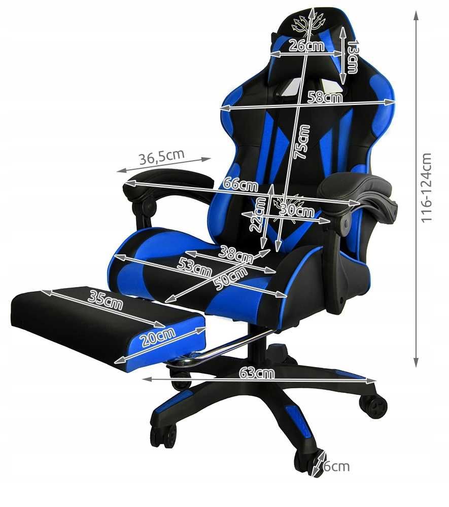 Fotel gamingowy Dunmoon 8978 czarno-niebieski