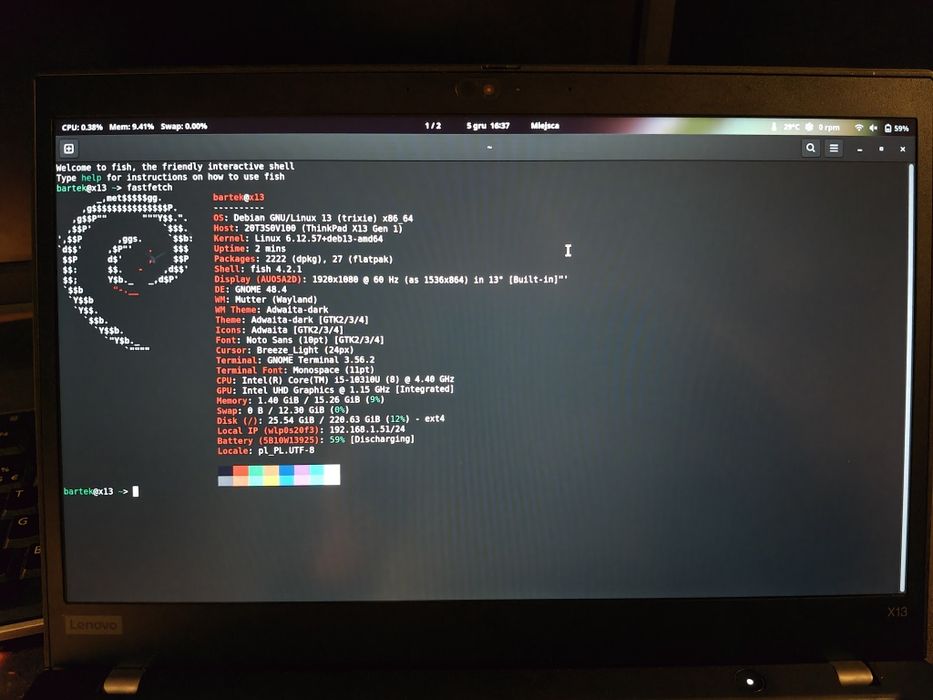 ThinkPad X13 i5 10th 16 GB ram 256 GB podśw. klawa DOWOLNY SYSTEM