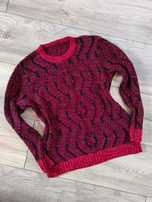 Wełniany Czerwony sweter Vintage 40 42 Wełna