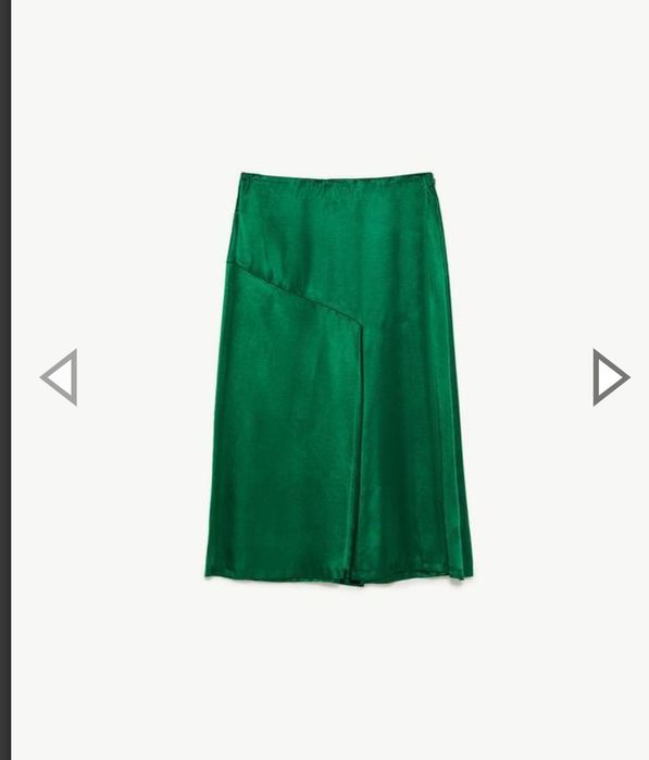 Spódnica midi satynowa wiskoza ciemnozielona