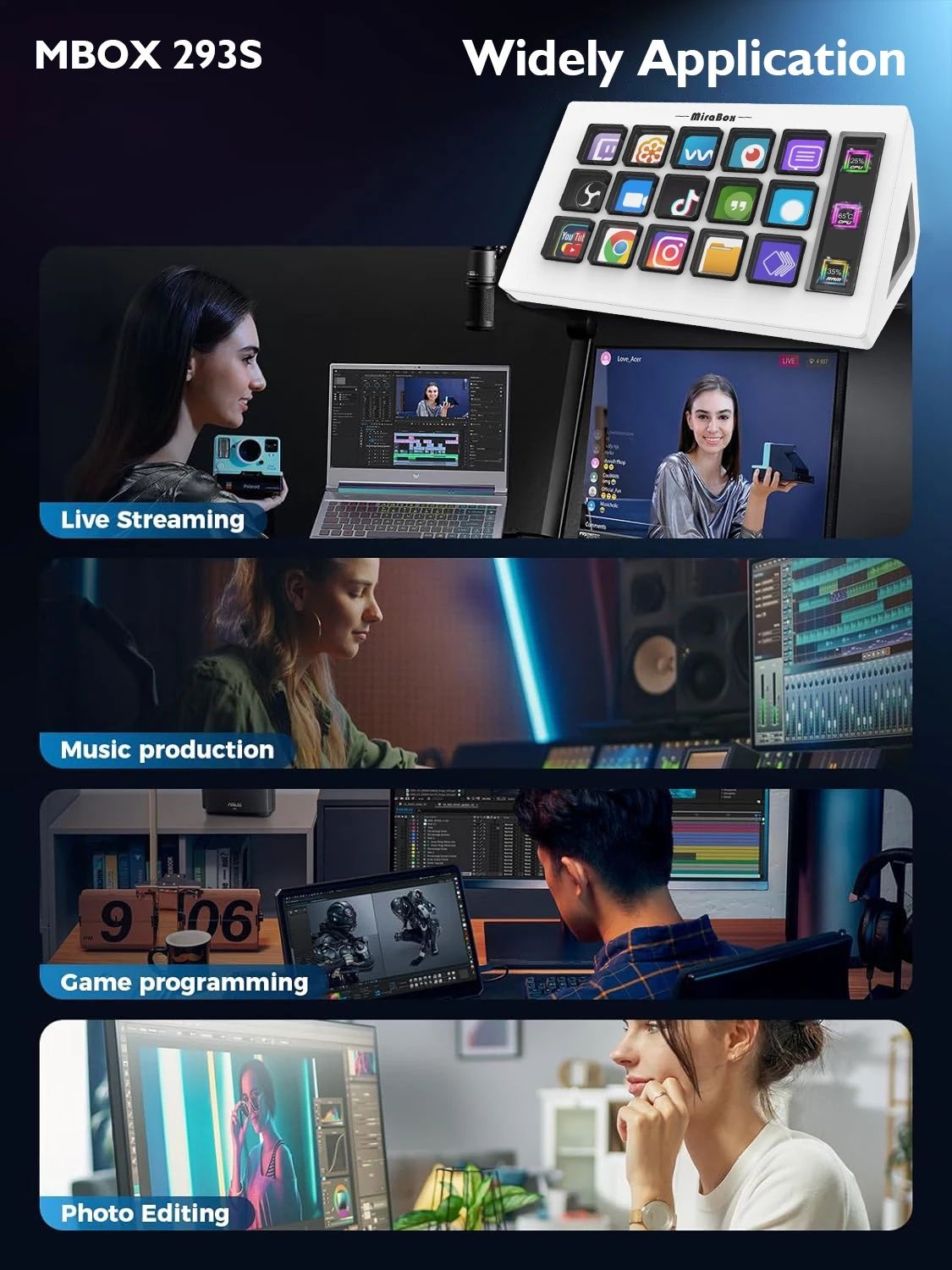 Mini teclado virtual stream dock