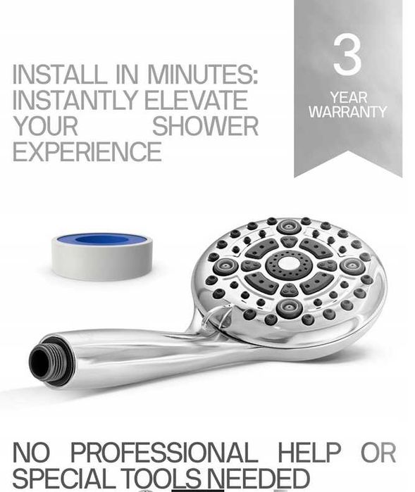 słuchawka prysznicowa 6 trybów natrysku przyłącze G1 SREBRNA