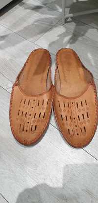 Pantofle laczki męskie skóra numer 44