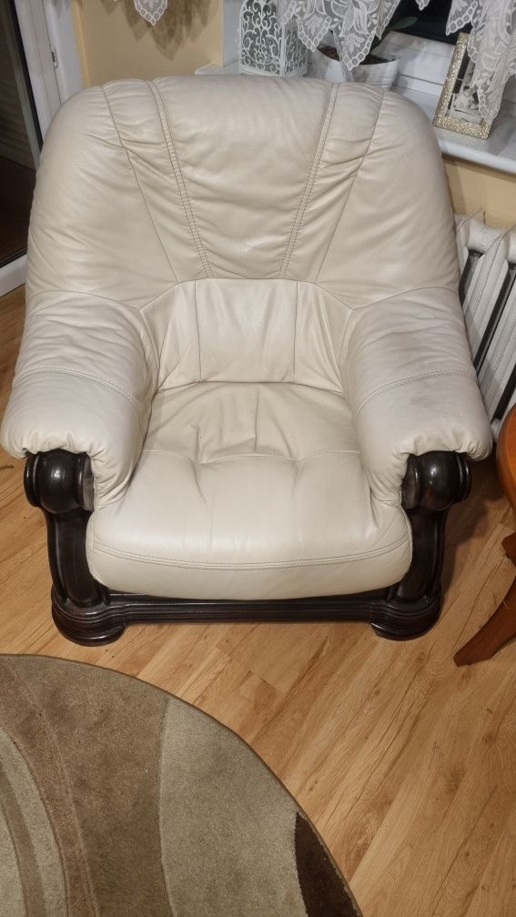 Komplet wypoczynkowy skóra sofa + 2x fotel