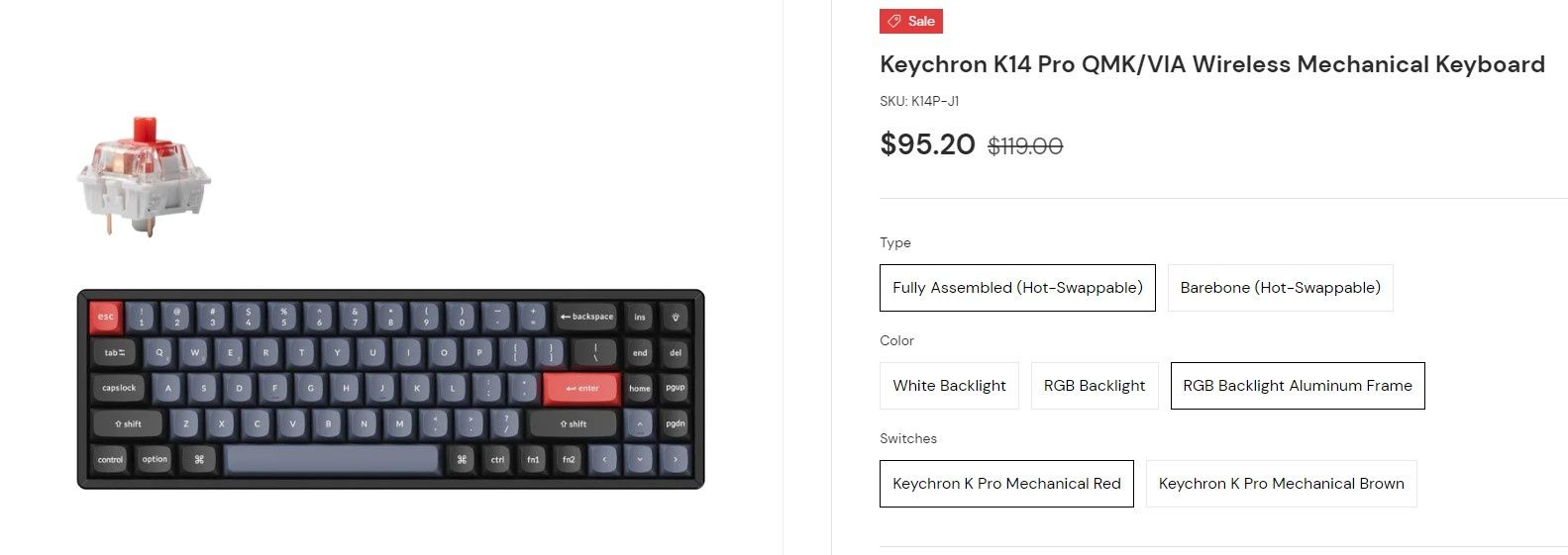 Клавіатура Keychron K14 Pro RGB Aluminium