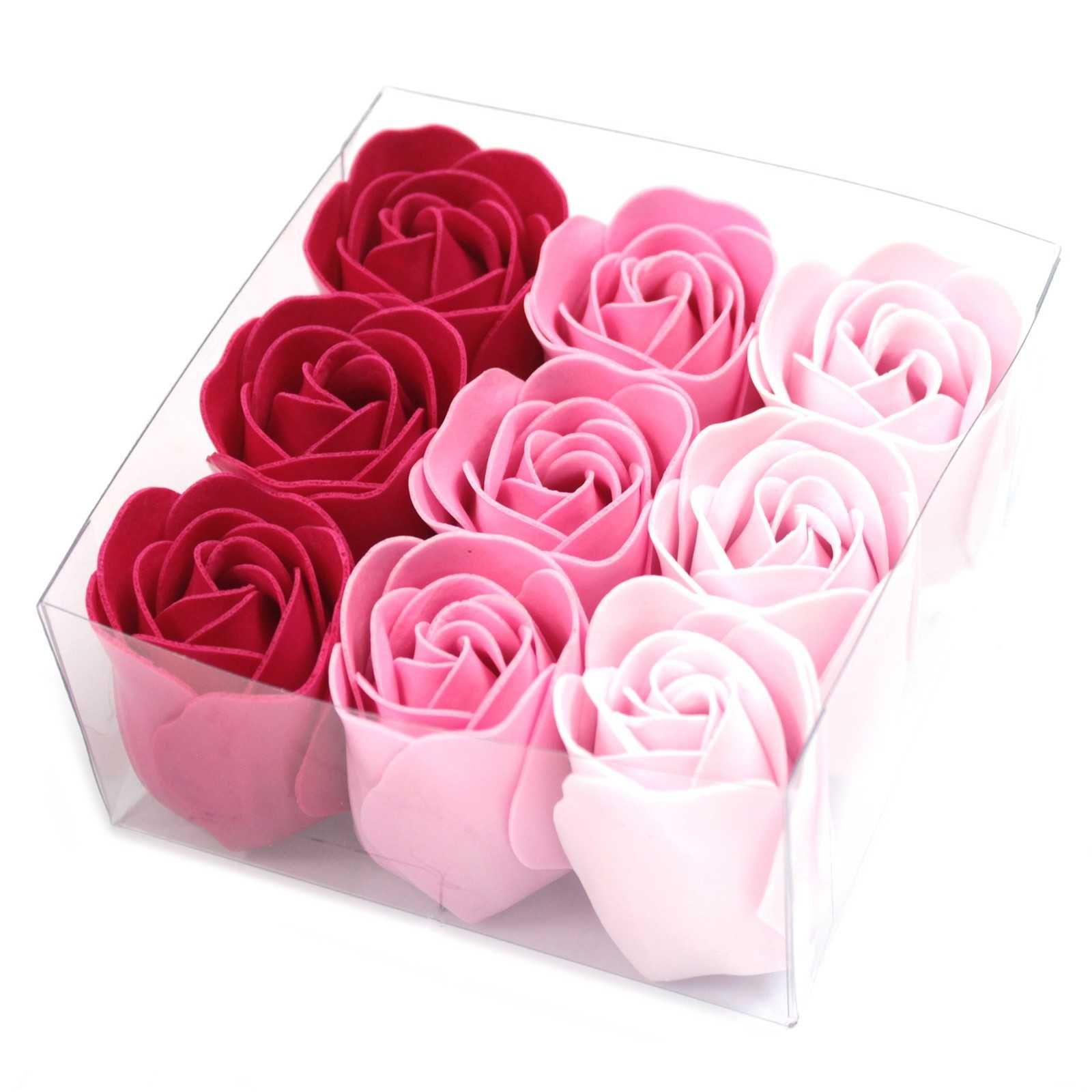 Zestaw 9 Mydlanych Różowych Róż - Prezent / Upominek