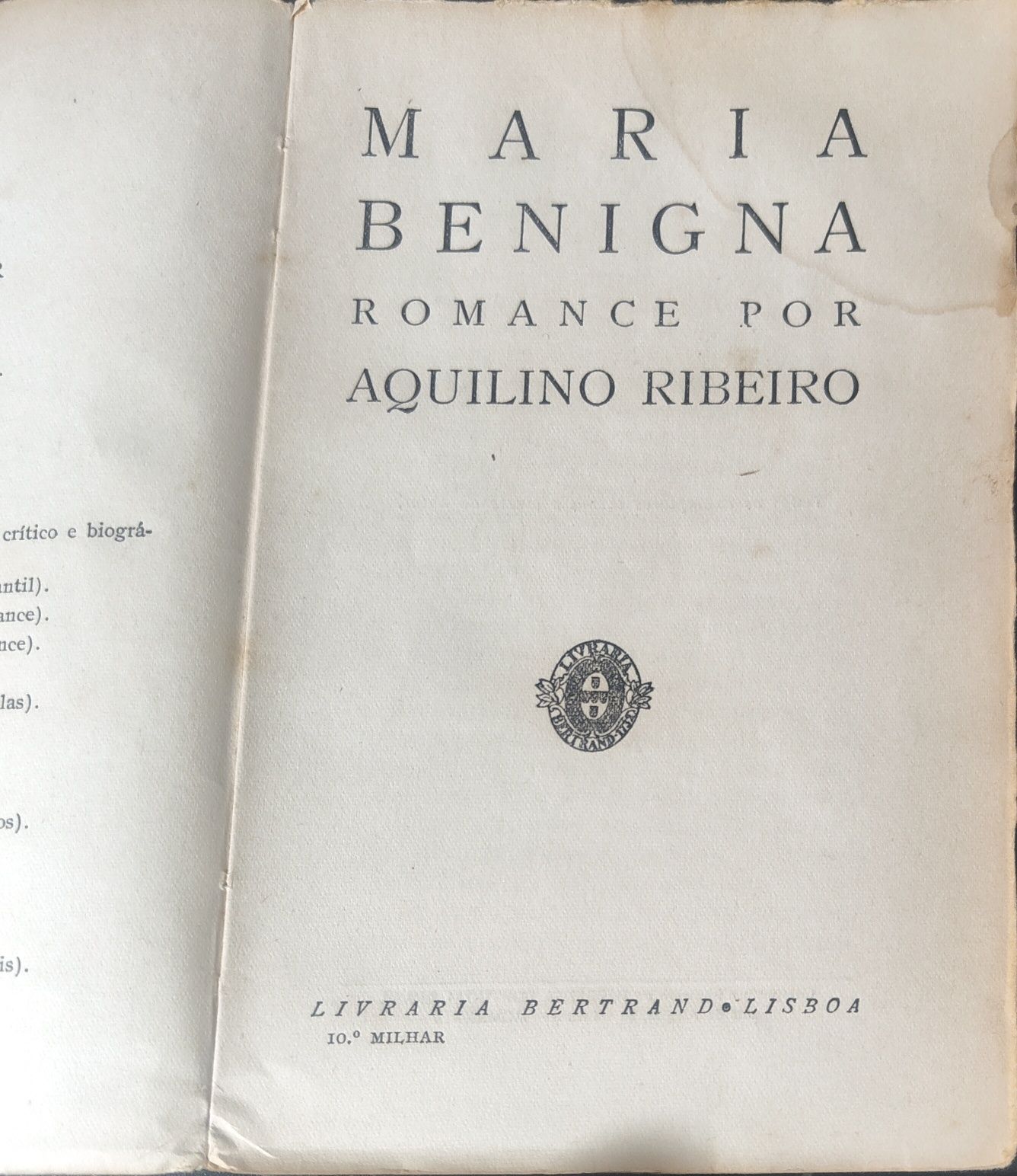 Livro- Ref CxC - Aquilino Ribeiro - Maria Benigna