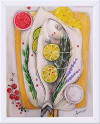 Арт картина "Рыба дорадо с лимоном"