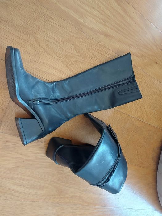 Bota cano alto,pele,preta -nr 36