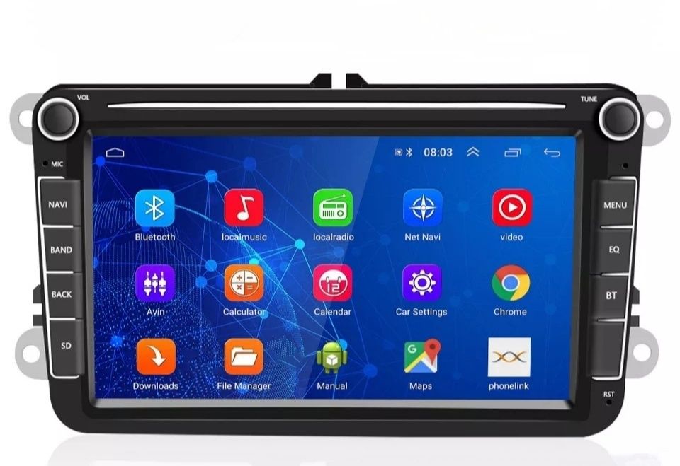 Radio 2 DIN Android 13 RDS GPSGW.12MSC VW PassatGolfSkodaOctaviaSeat