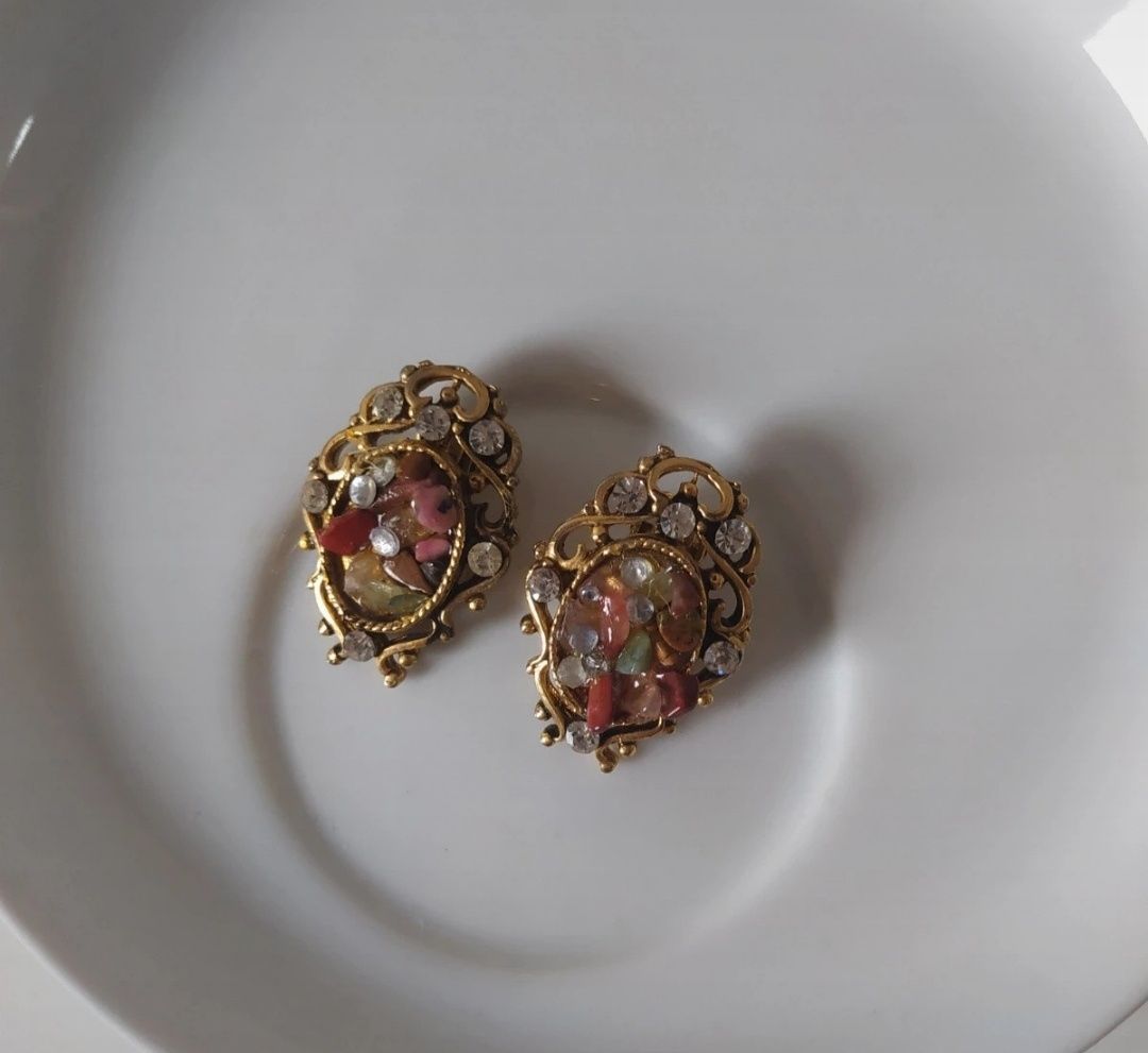 Klipsy glamour, PRL, vintage biżuteria kolczyki w stylu Bridgertonów