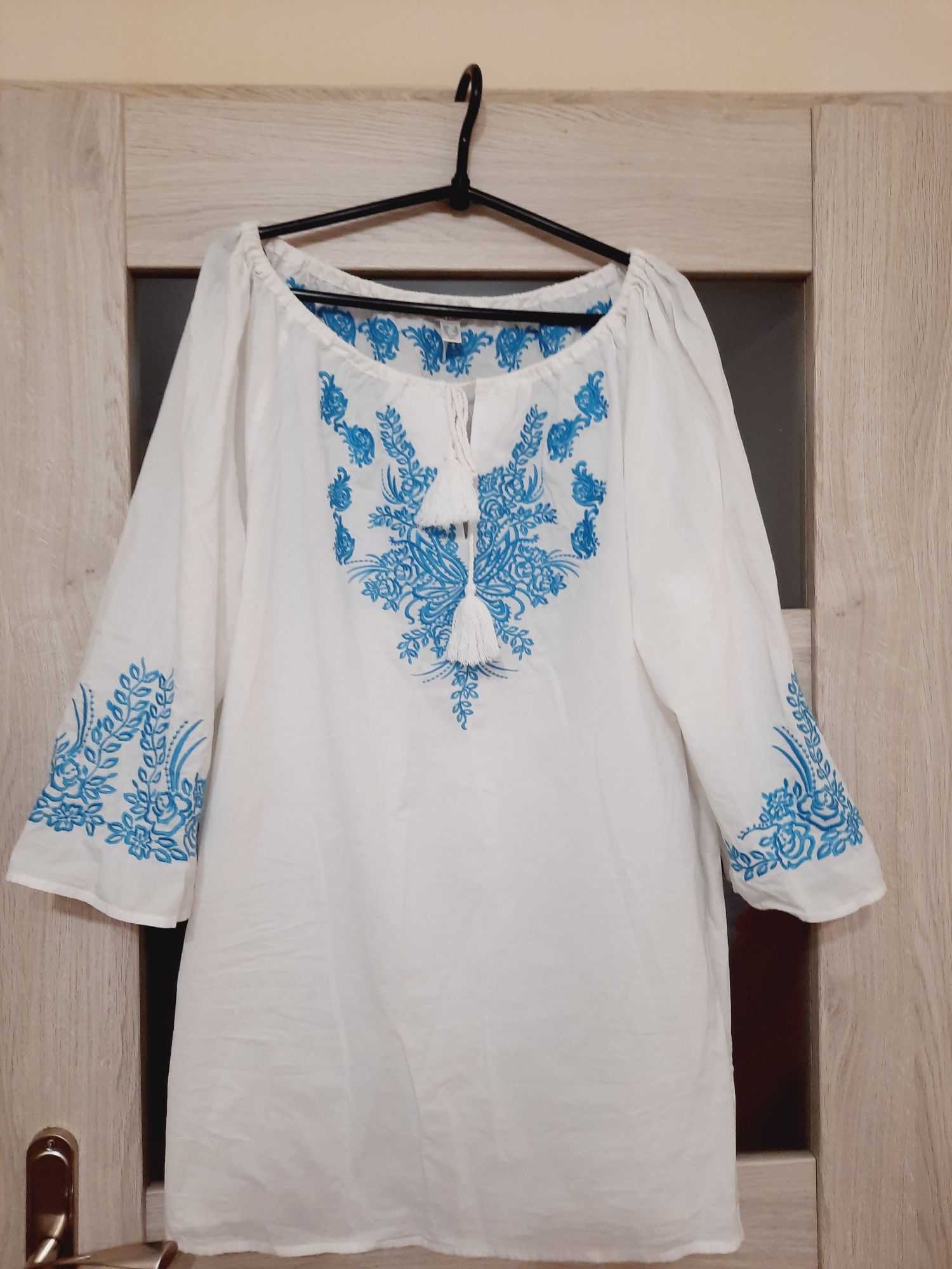 Alba Moda cudna tunika boho z haftem bawełna 46-48