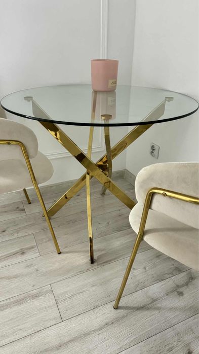 Zestaw stół + 2 krzesla glamour