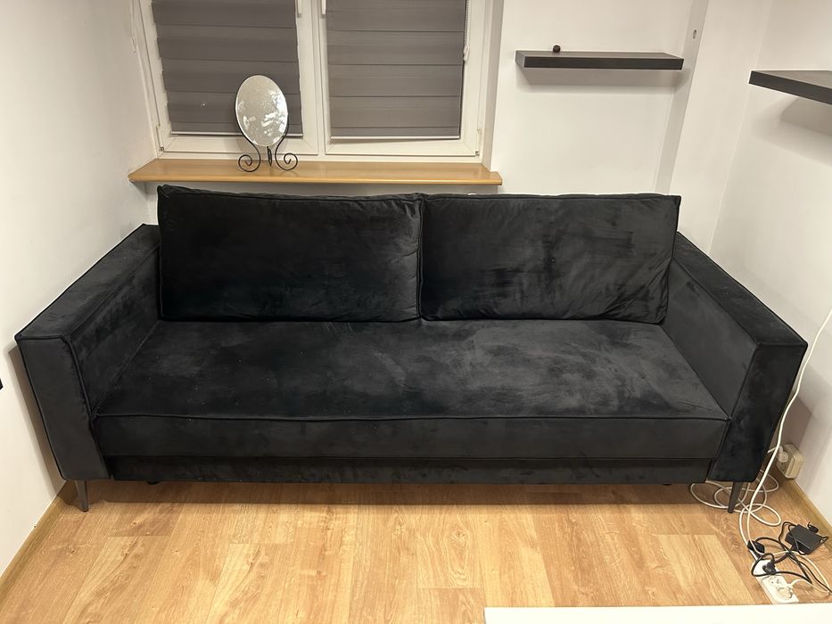 Welurowa kanapa, rozkladana, z opcja spania